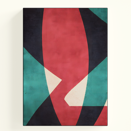 Geometric Abstract Shapes Dark Red Teal Poster