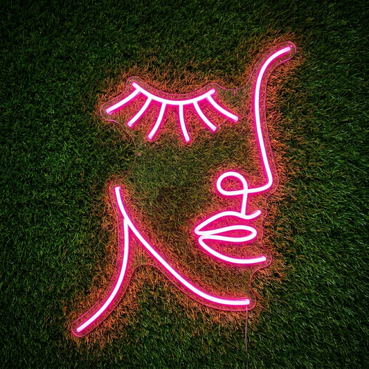 Girl Face Art Minimal Neon Art