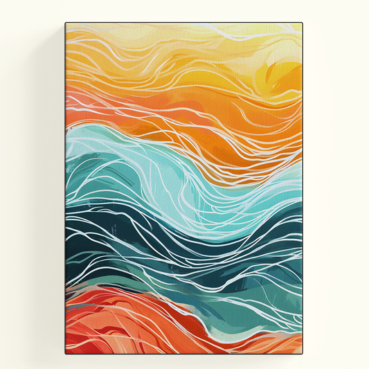 Orange and Teal Wave Poster