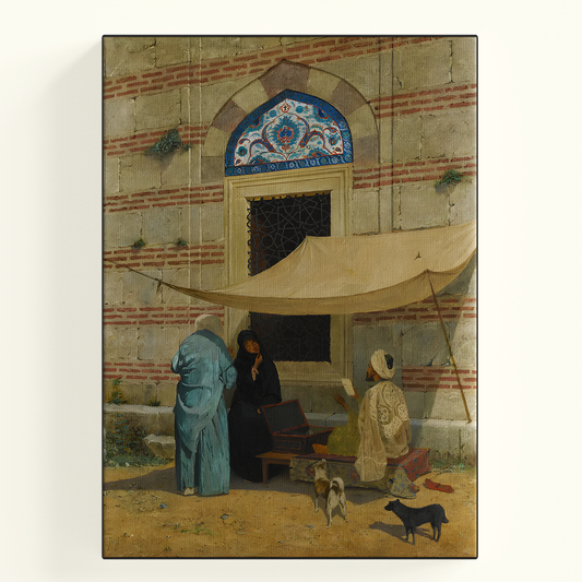 Vintage Market Scene Painting Poster