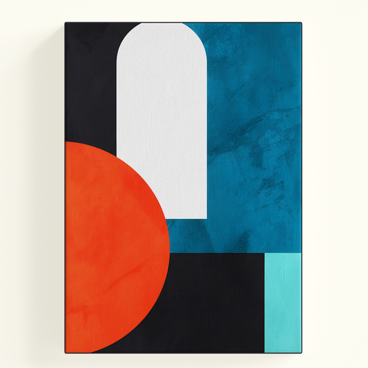 Geometric Abstract Shapes Black Teal Orange Poster