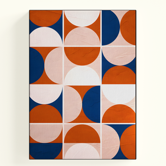 Geometric Abstract Shapes Orange Navy Poster