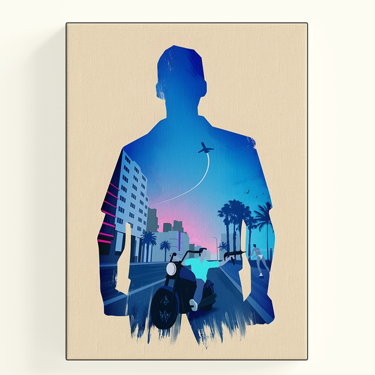 GTA: Vice City Tommy Vercetti Silhouette City Poster