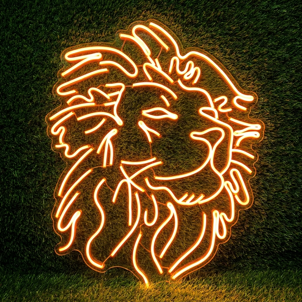 Lion Face Neon Art