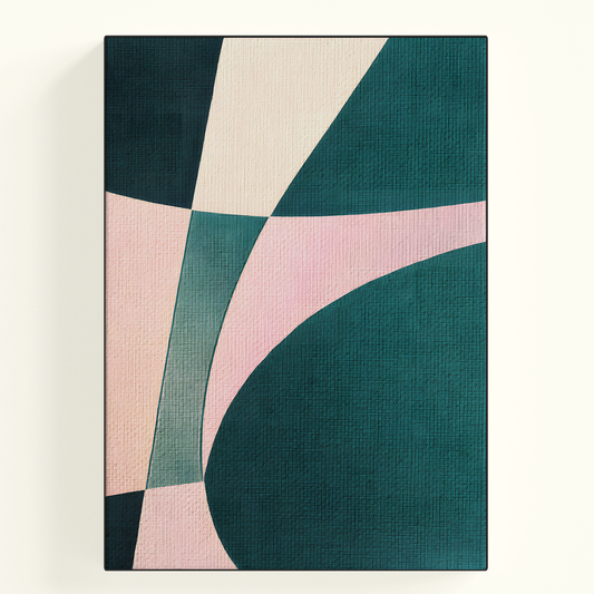 Geometric Color Block Teal Pink Patchwork Poster