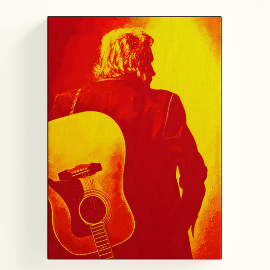 Gold Guitarist Silhouette Poster
