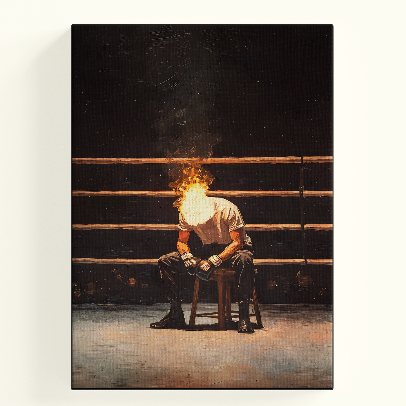 Boxer Silhouette Fire Poster