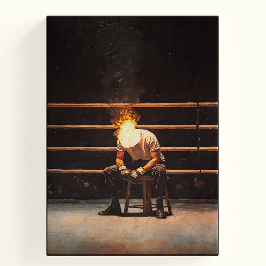 Boxer Silhouette Fire Poster
