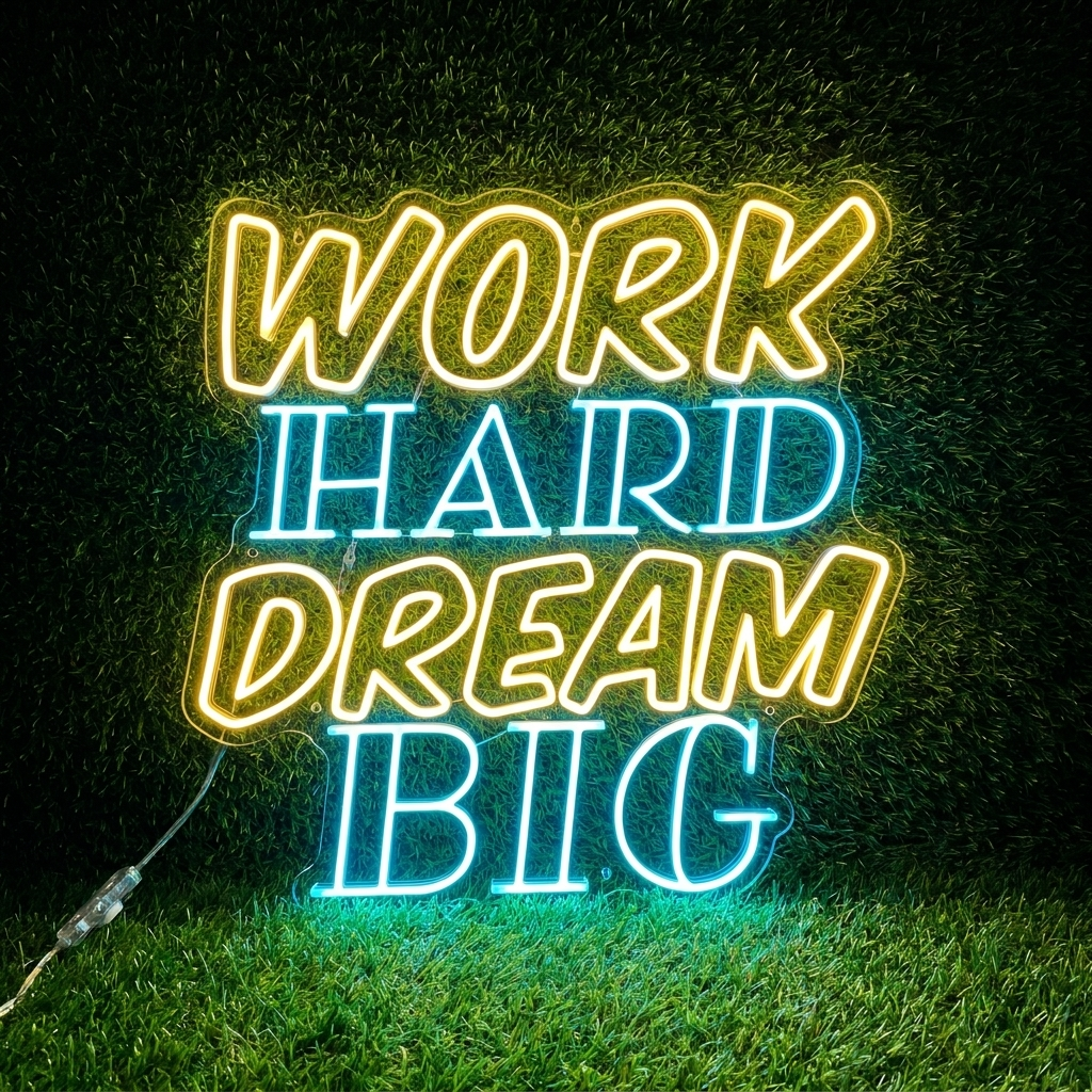 Work Hard Dream Big Motivational Neon Sign