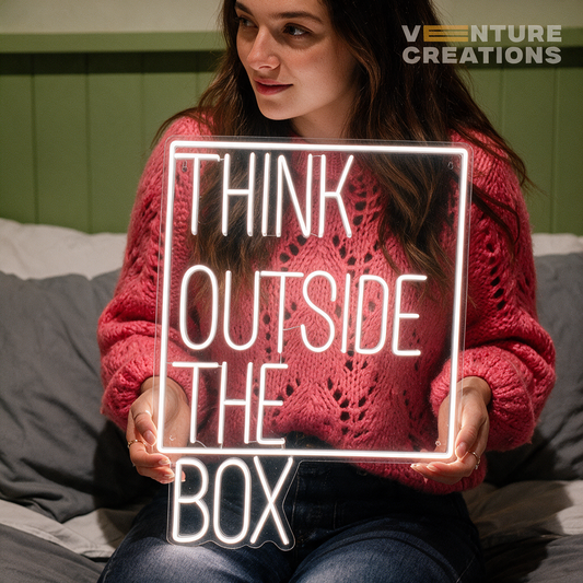 Think Outside The Box Motivational Neon Sign