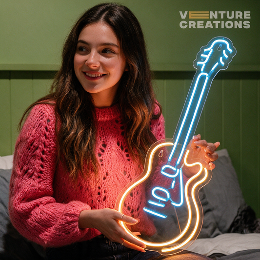 Live Music Guitar Neon Sign