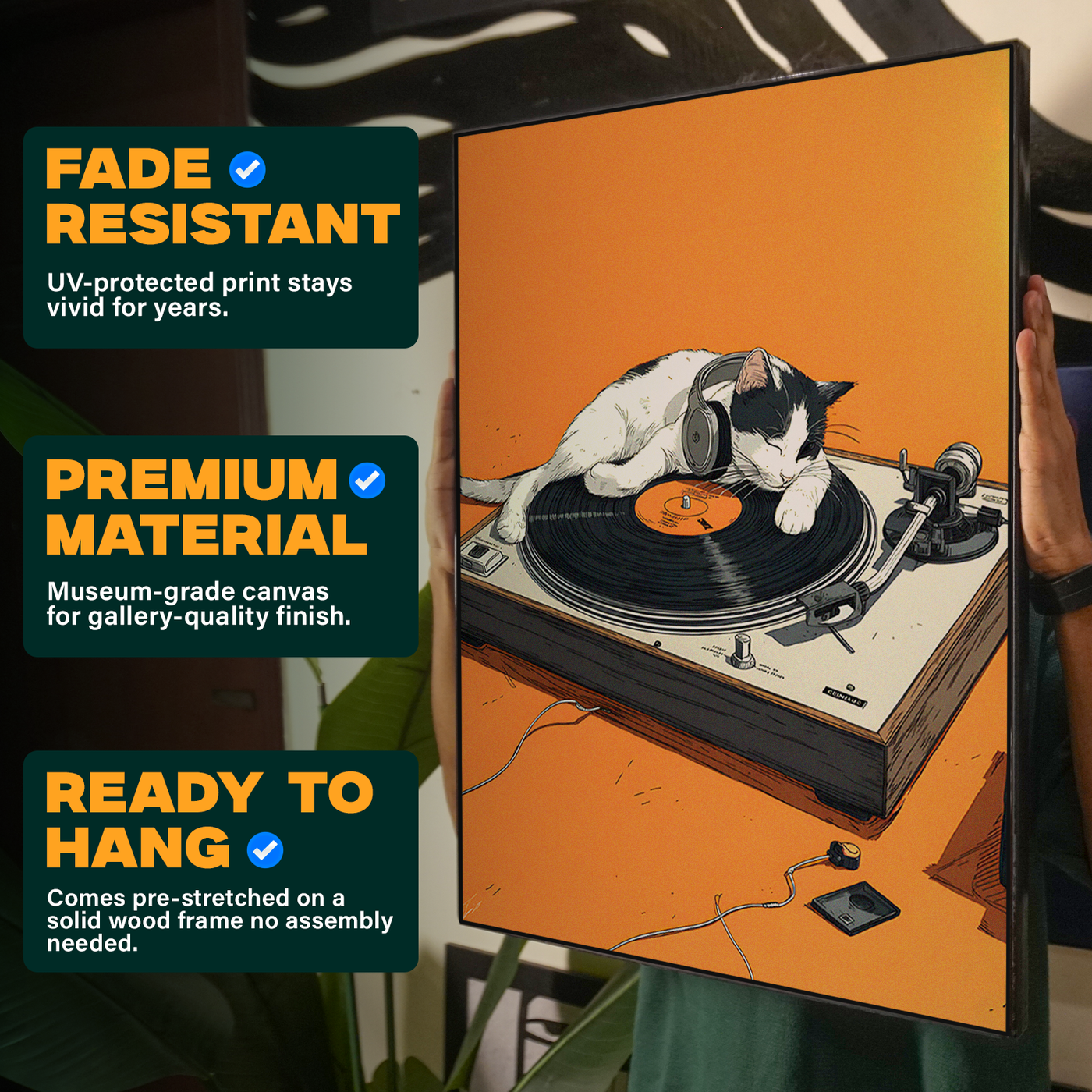 Orange Turntable Cat Poster