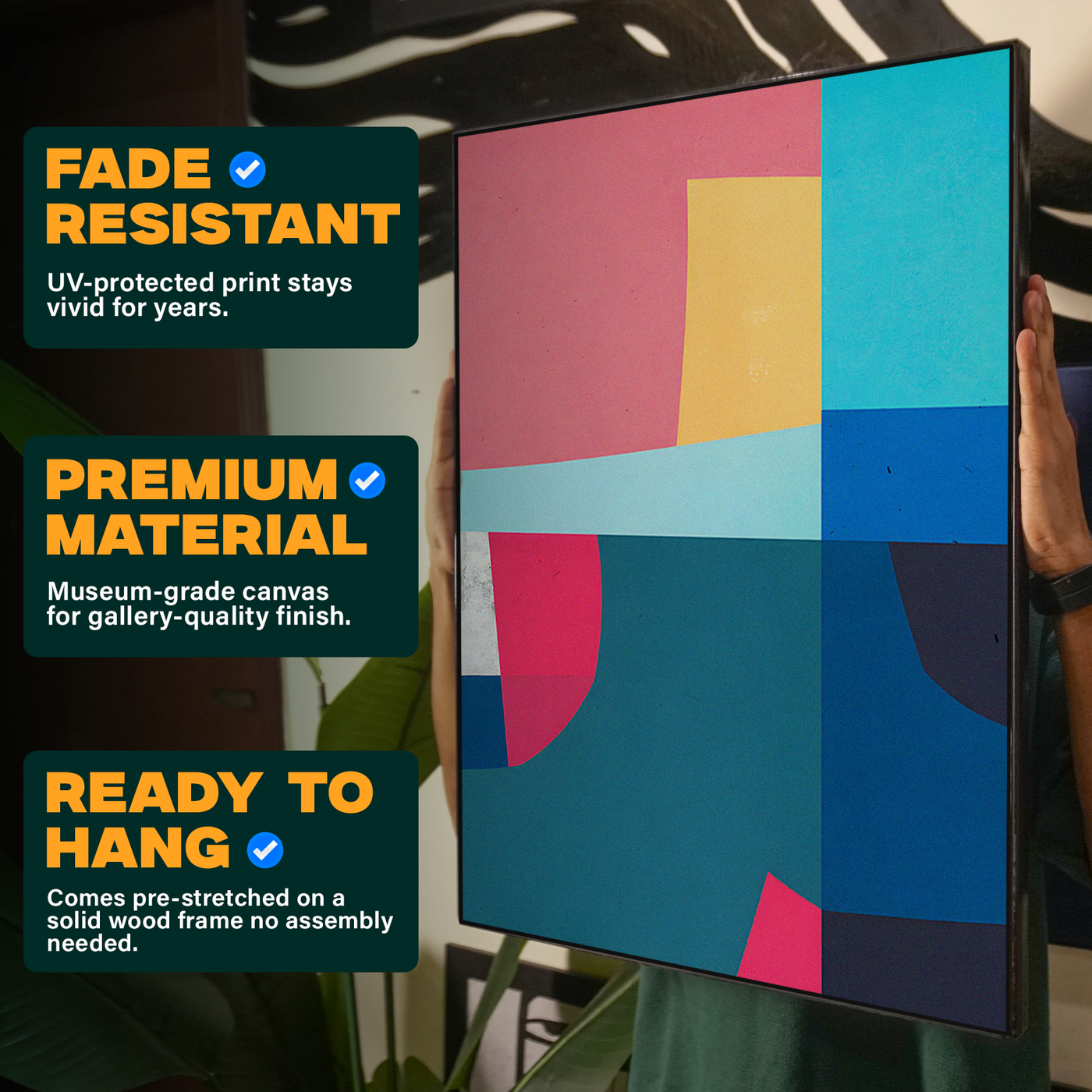 Geometric Color Block Blue Orange Pink Poster