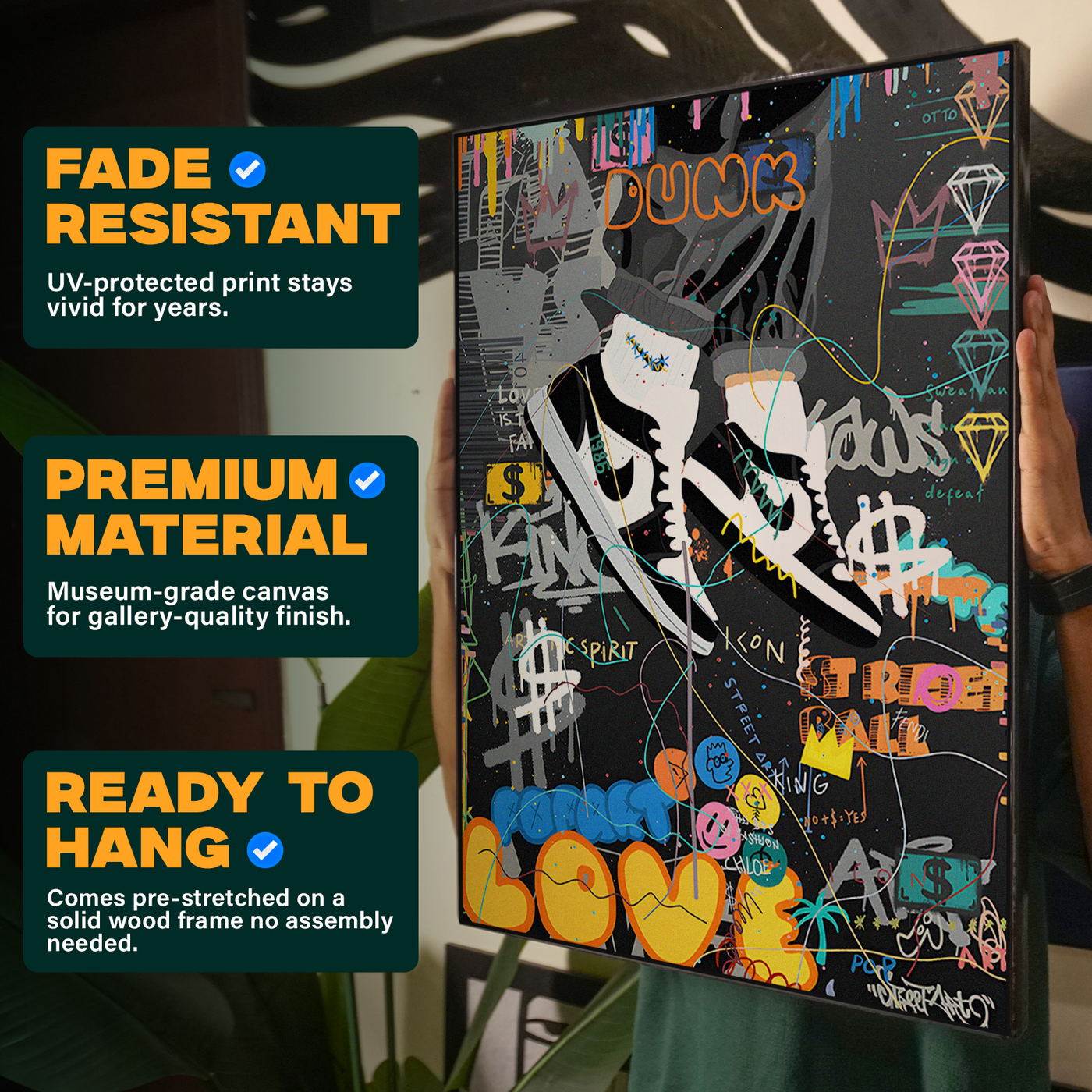 Sneaker Graffiti Art Black White Poster