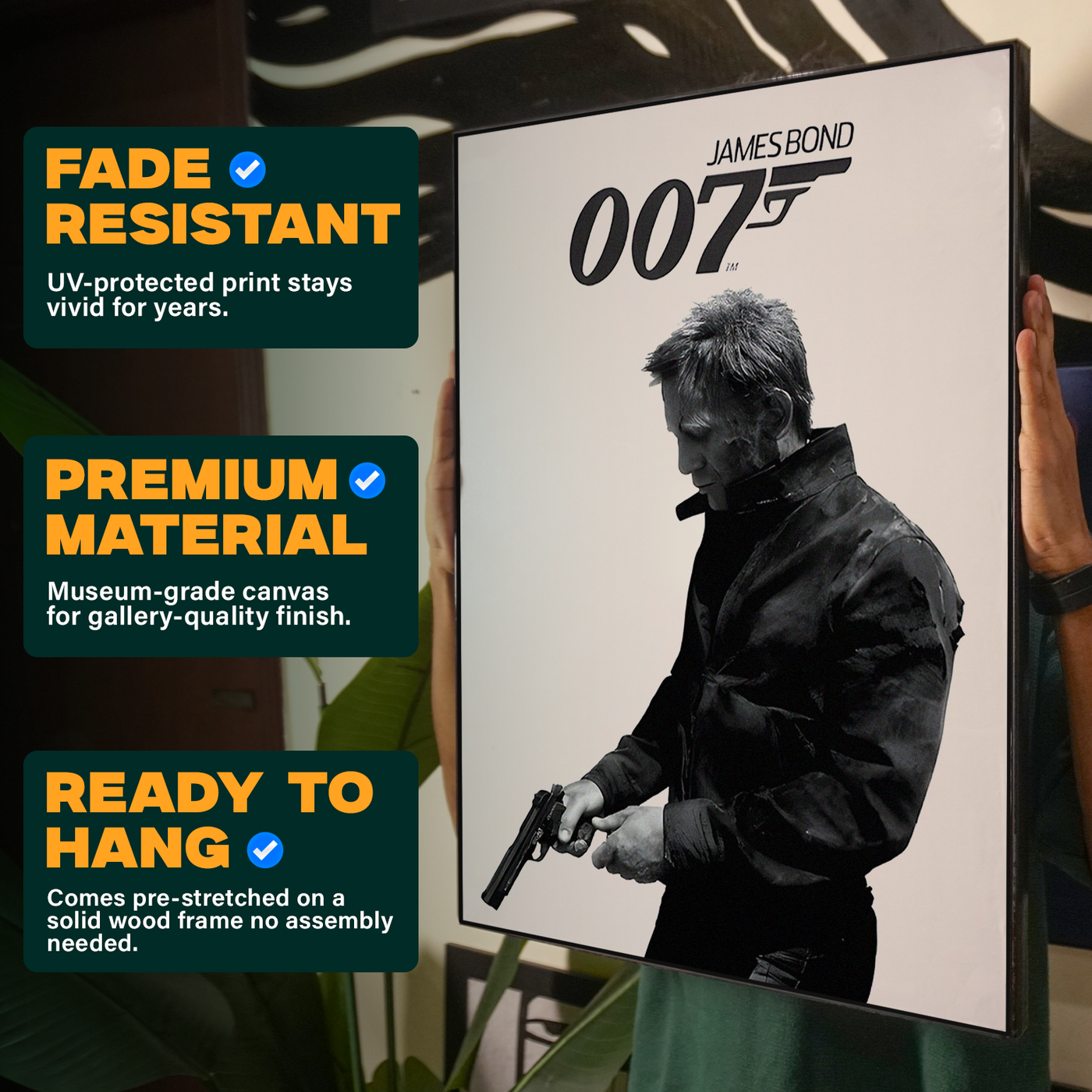 007 Black and White Poster