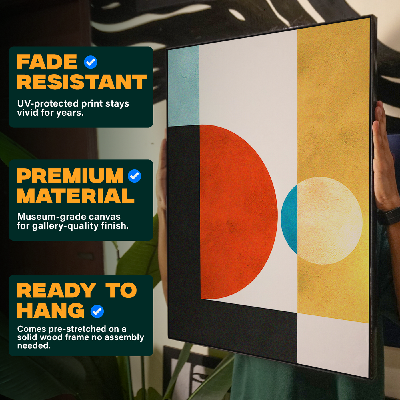 Geometric Color Block Teal Red Pink Poster