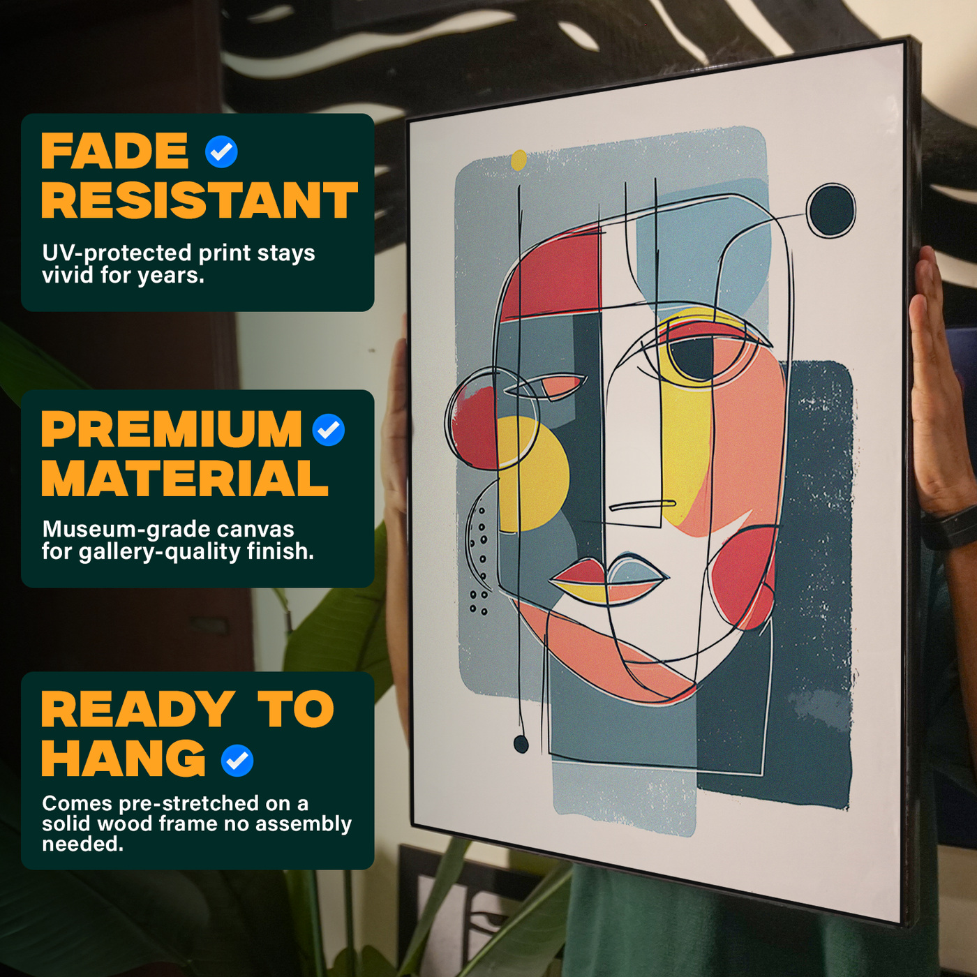 Cubist Face Gray Red Poster