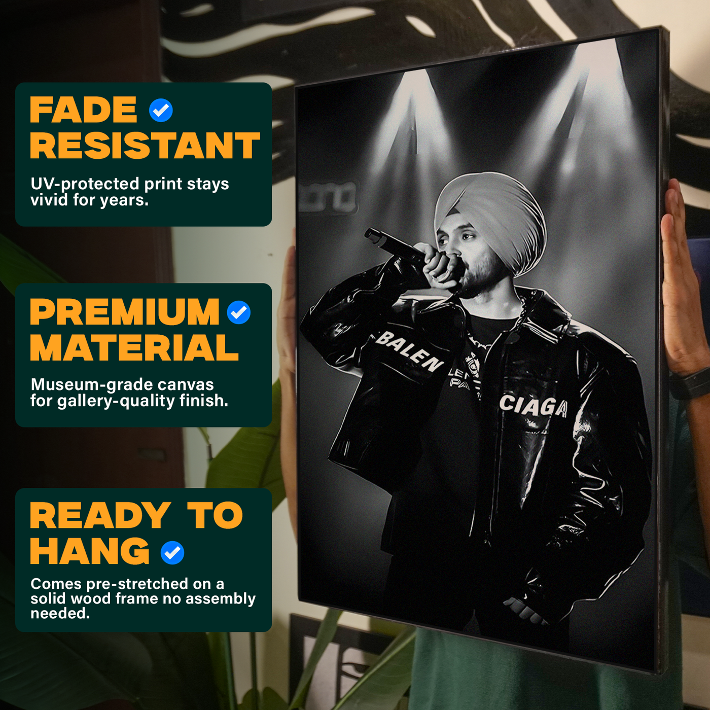 Black and White Diljit Dosanjh Poster