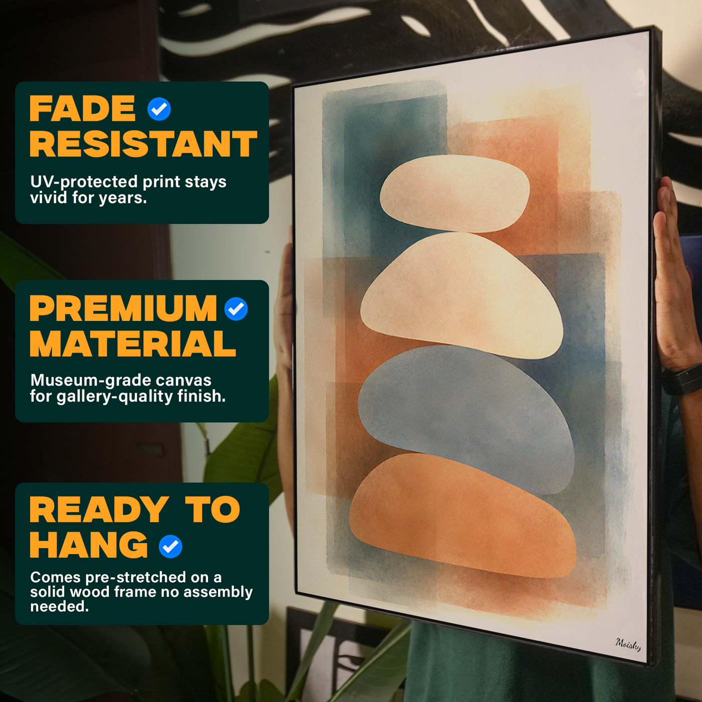 Abstract Balance Stones Teal Poster
