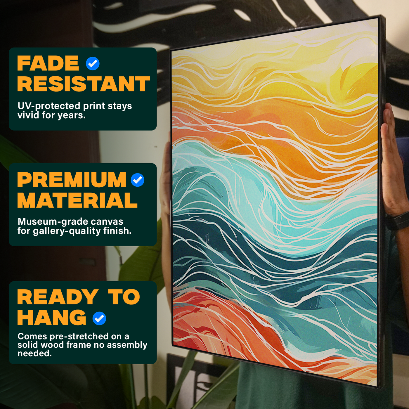 Orange and Teal Wave Poster
