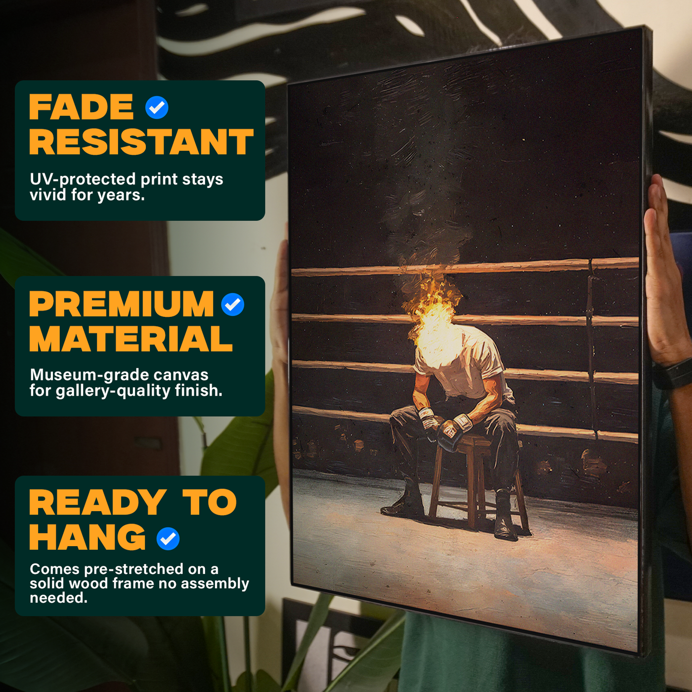 Boxer Silhouette Fire Poster