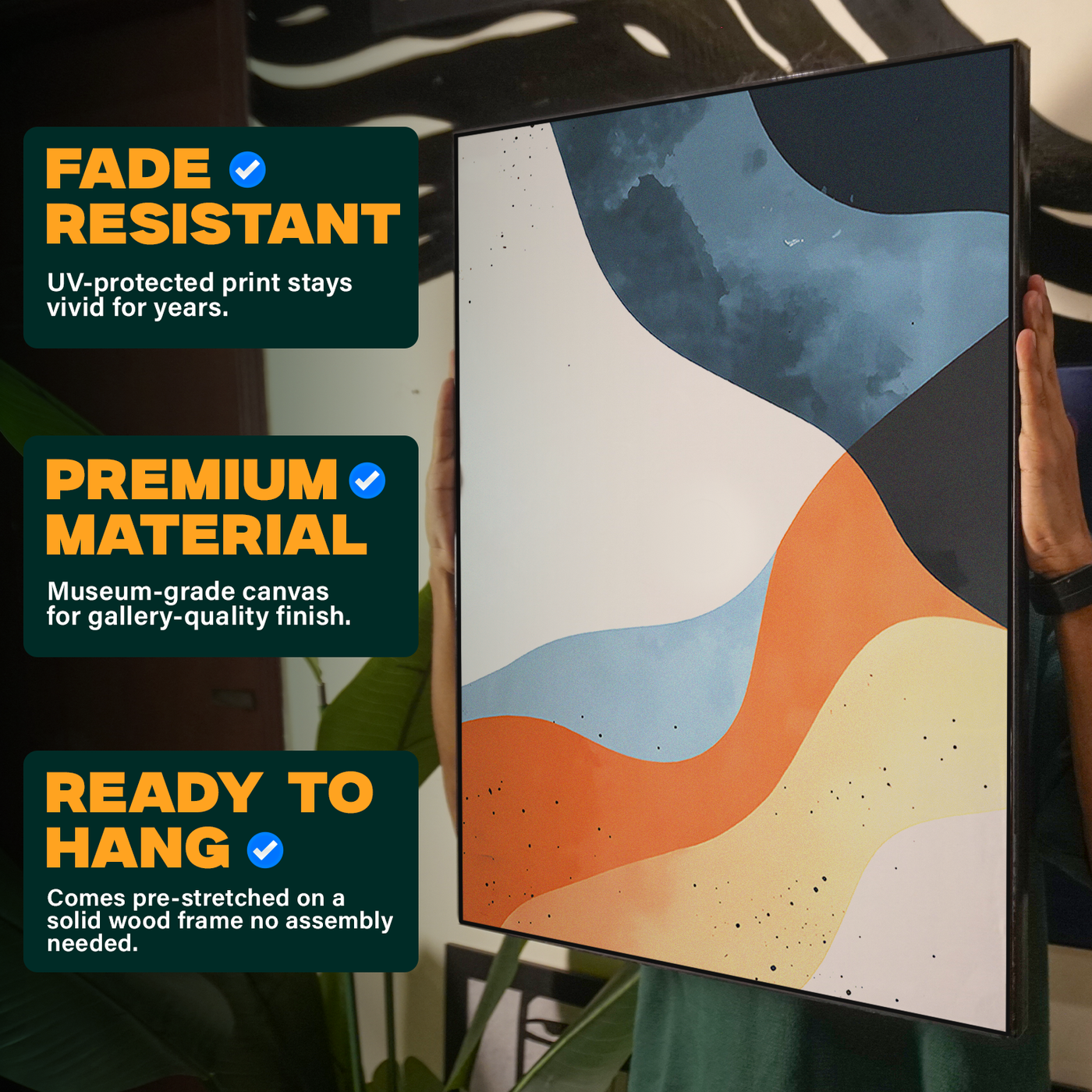 Geometric Abstract Blue Orange Organic Poster