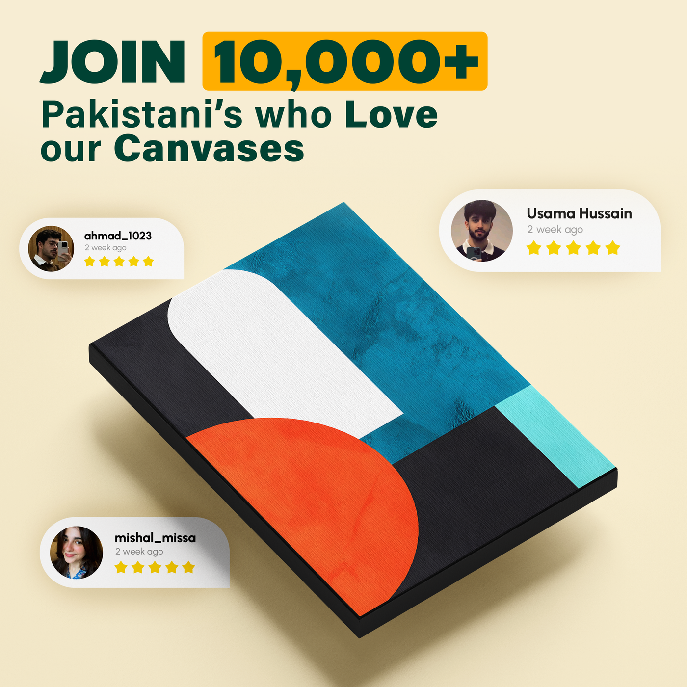 Geometric Abstract Shapes Black Teal Orange Poster