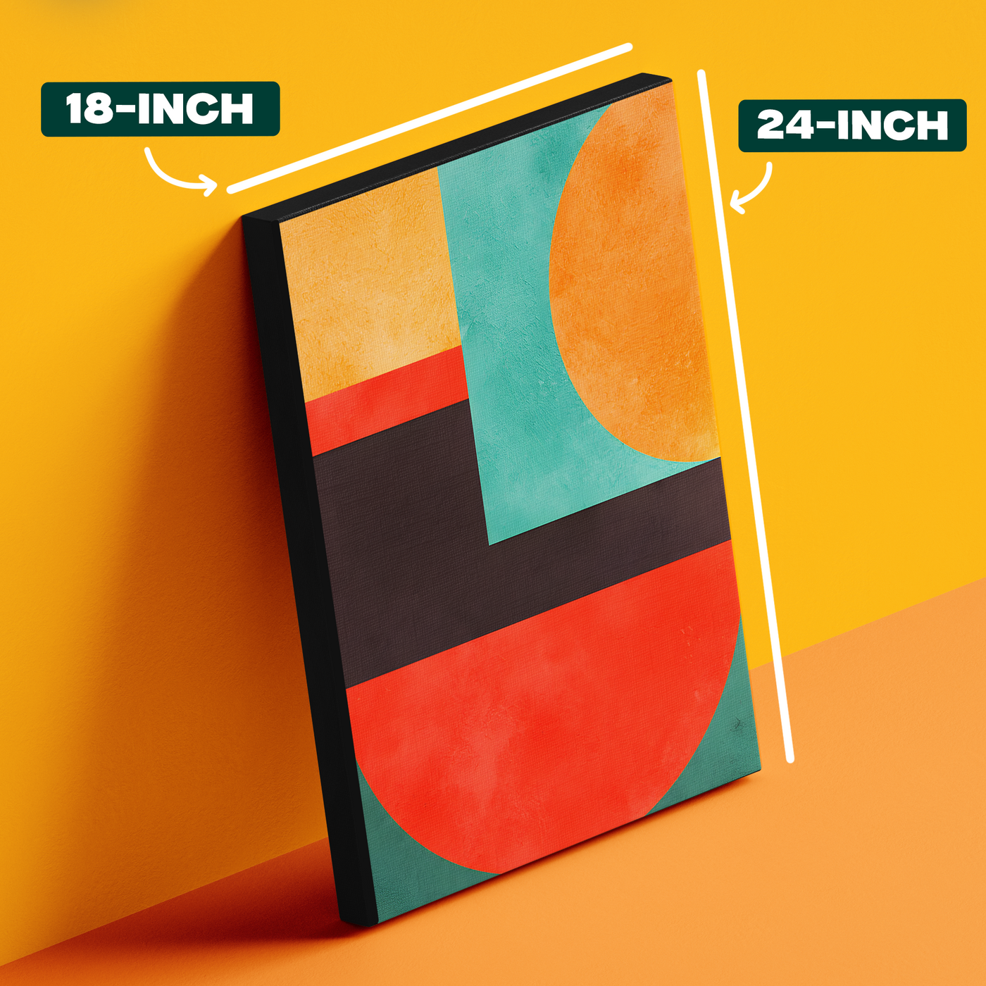 Geometric Abstract Shapes Orange Black Poster