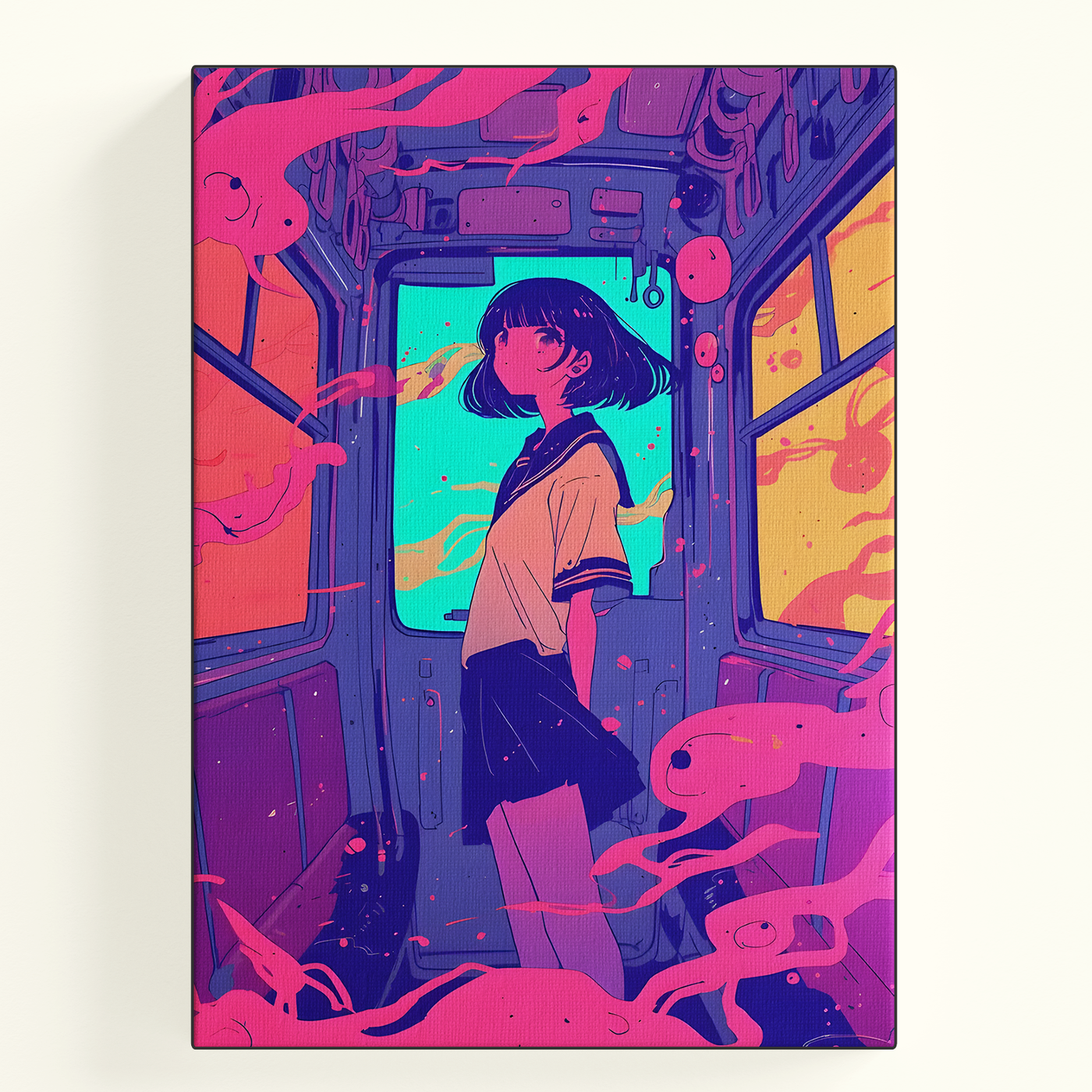 Window Anime Girl Silhouette Poster