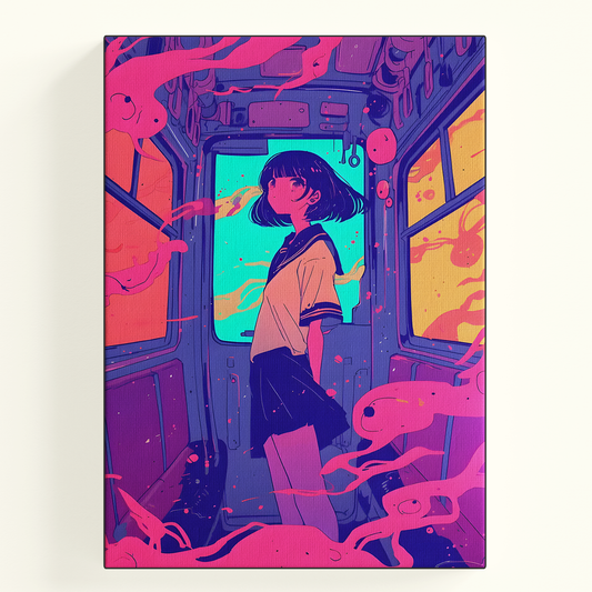 Window Anime Girl Silhouette Poster