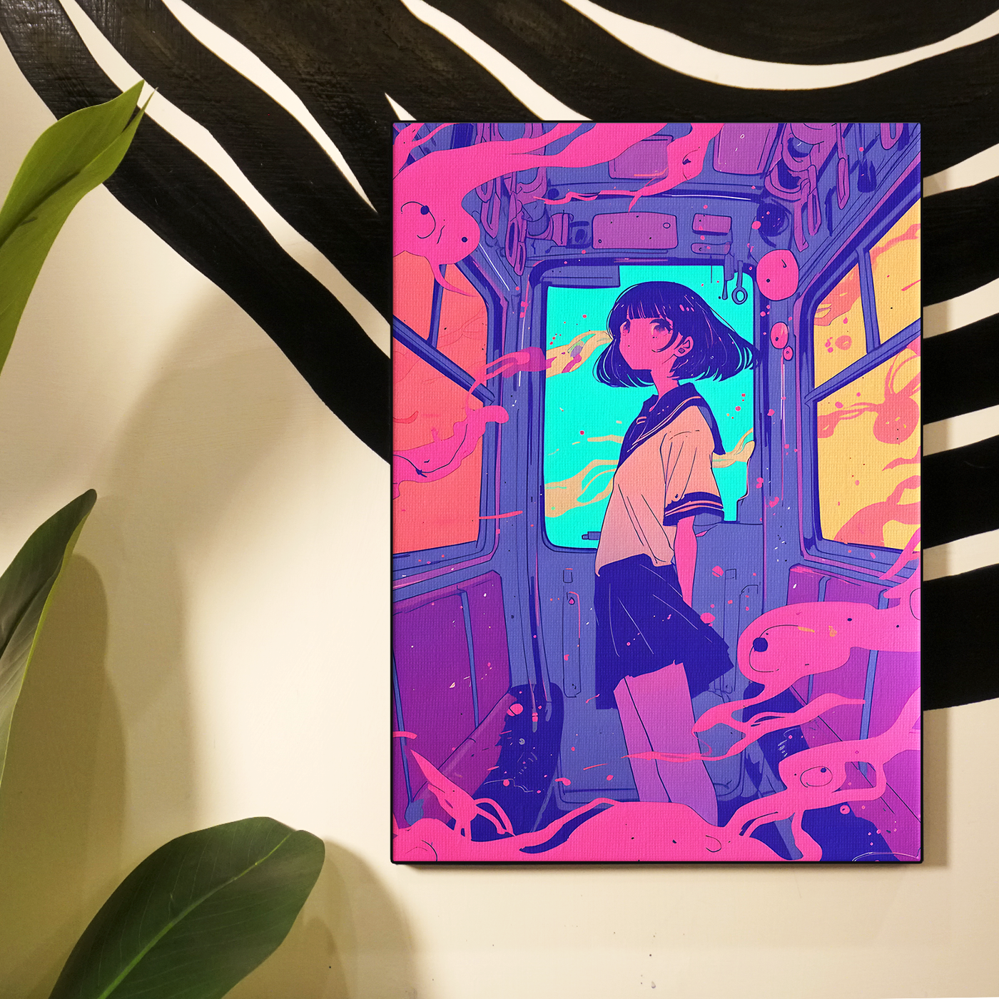Window Anime Girl Silhouette Poster