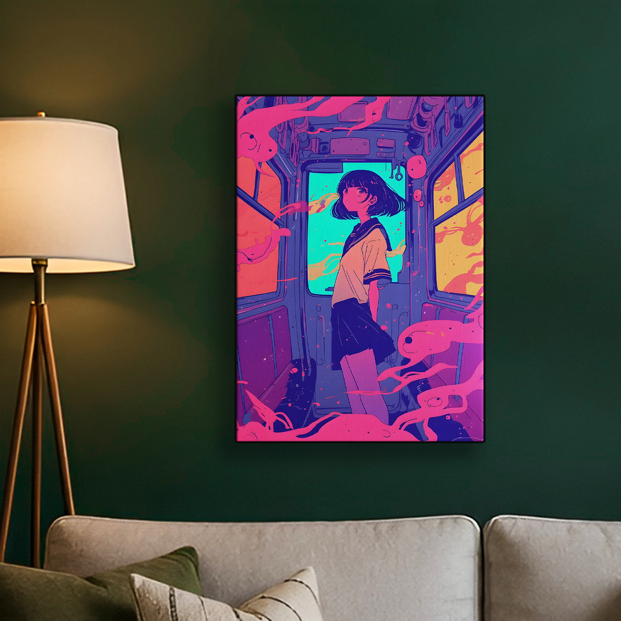 Window Anime Girl Silhouette Poster