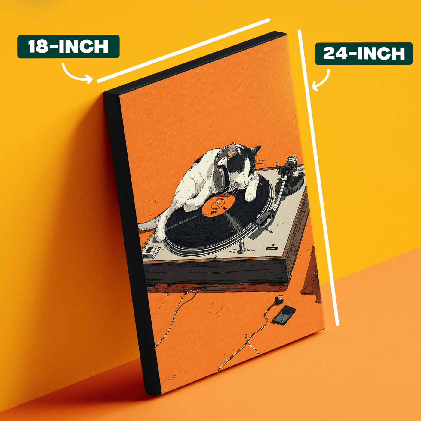 Orange Turntable Cat Poster