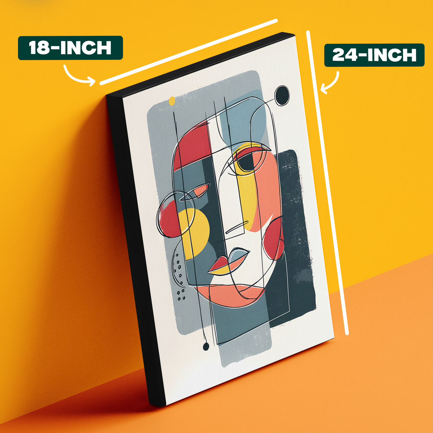 Cubist Face Gray Red Poster