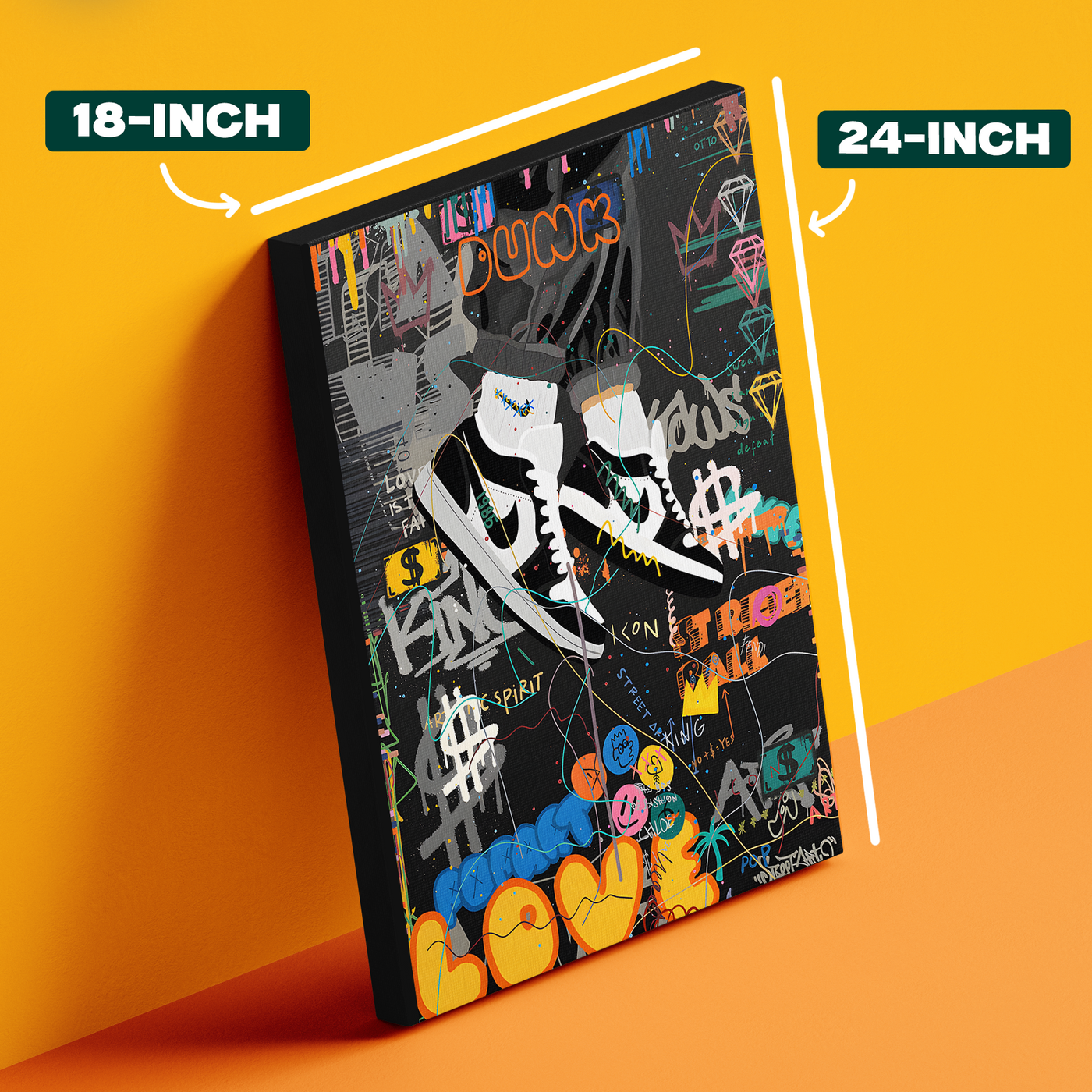 Sneaker Graffiti Art Black White Poster