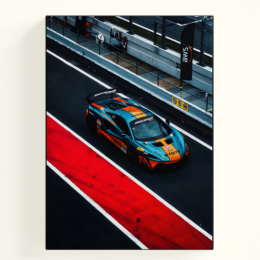 Blue Race Car Track Poster