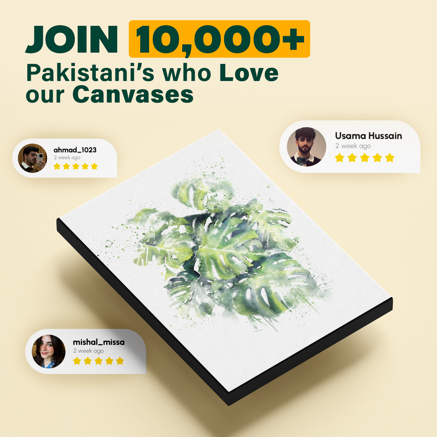 Watercolor Botanical Leaves Pattern Poster