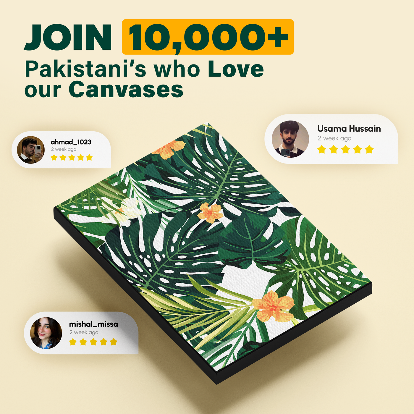 Tropical Leaves Pattern Green White Poster