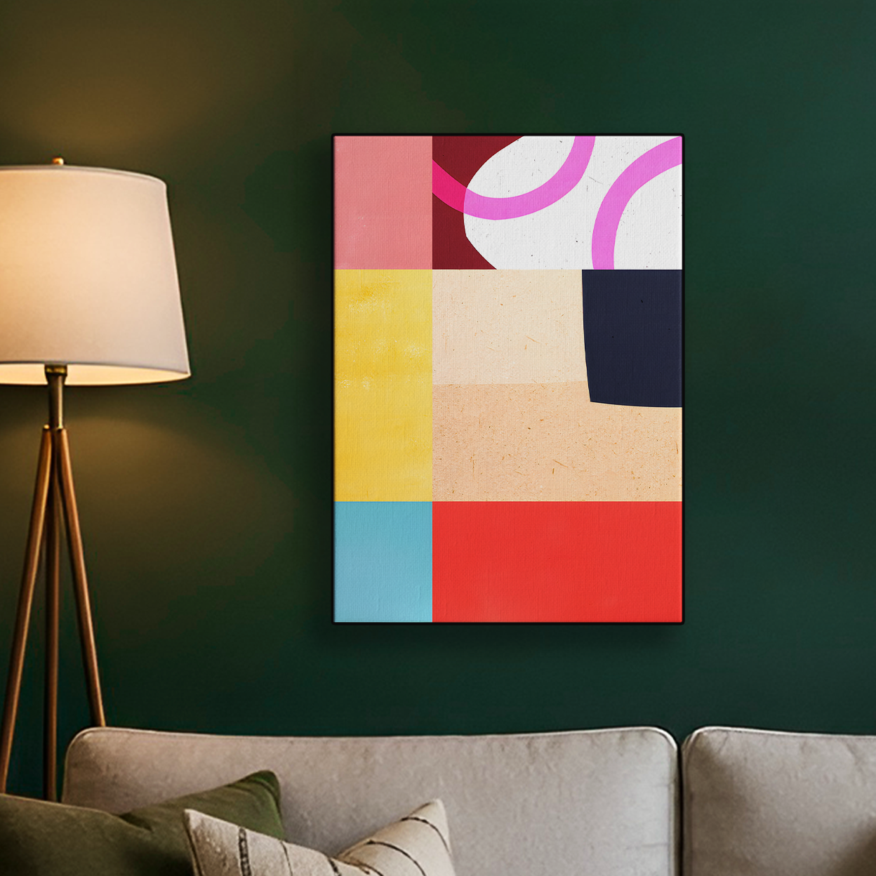 Geometric Color Block Pink Circles Poster