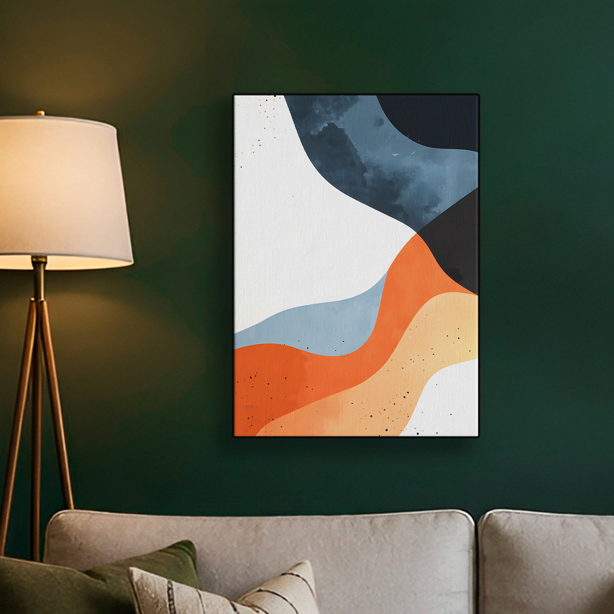 Geometric Abstract Blue Orange Organic Poster