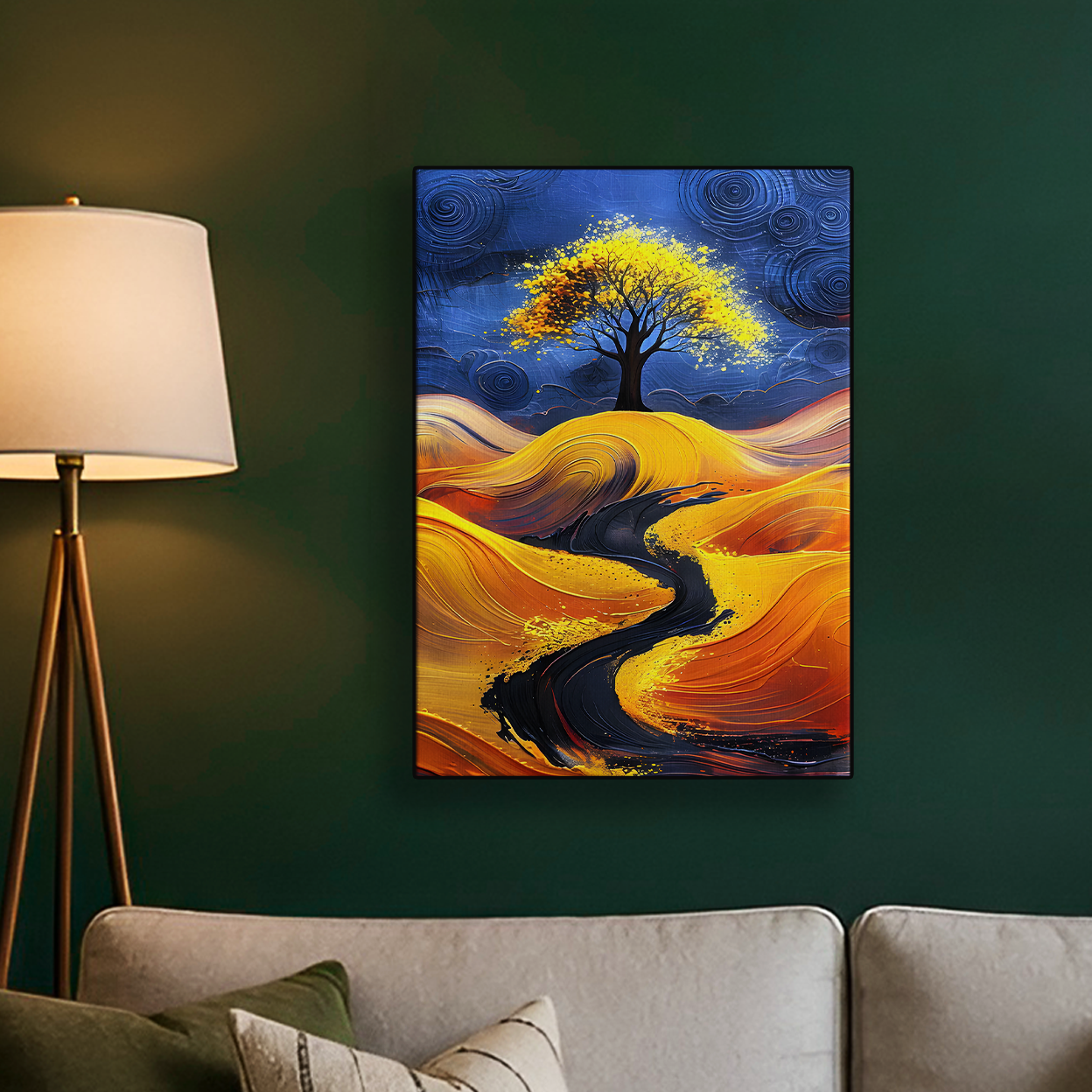 Golden Tree Desert Path Poster