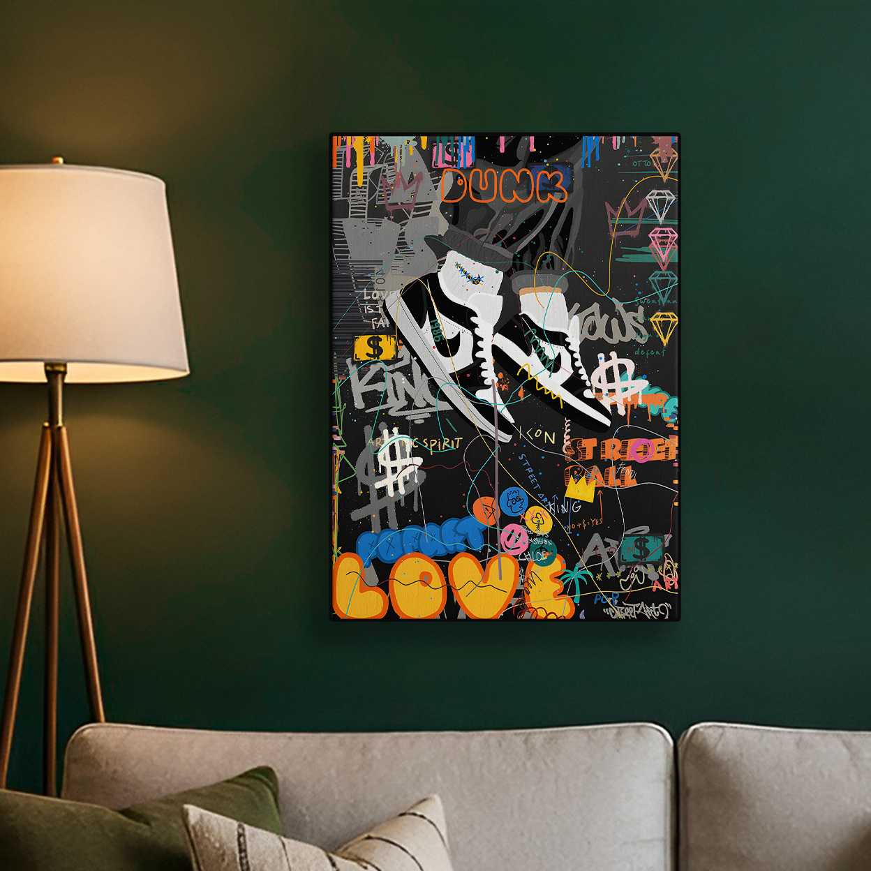 Sneaker Graffiti Art Black White Poster