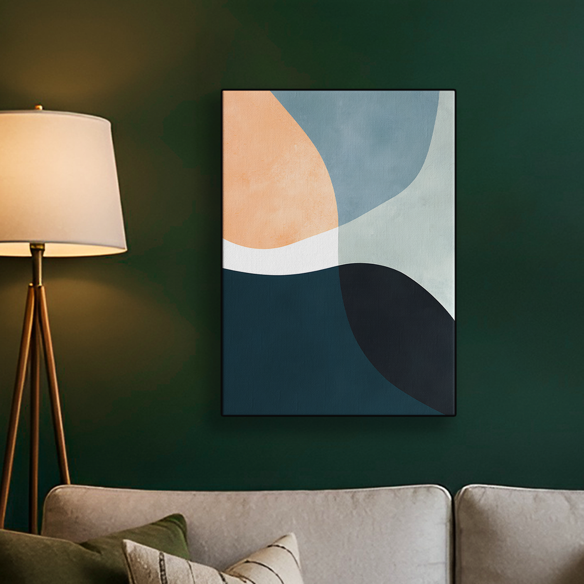 Geometric Abstract Shapes Gray Teal Poster