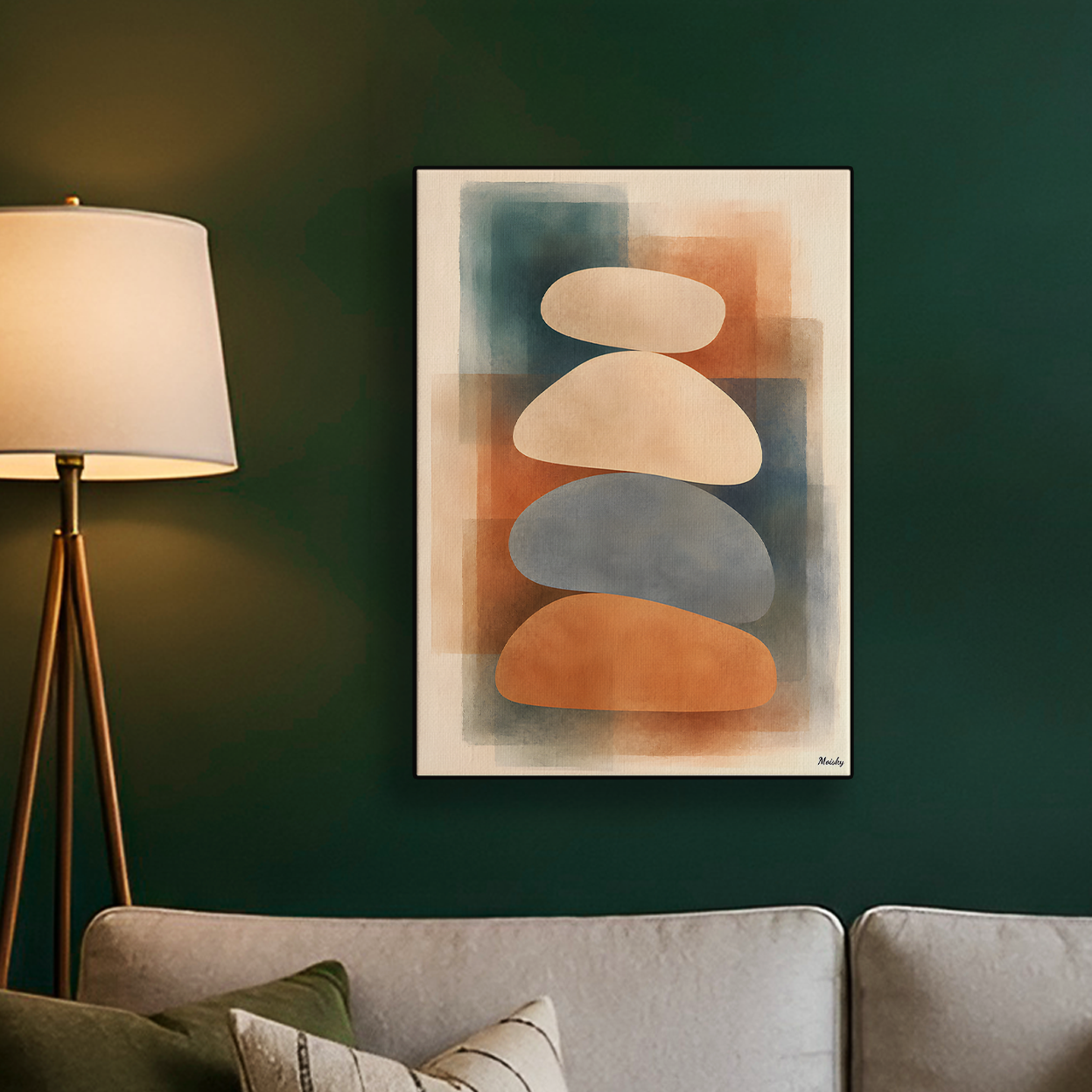 Abstract Balance Stones Teal Poster