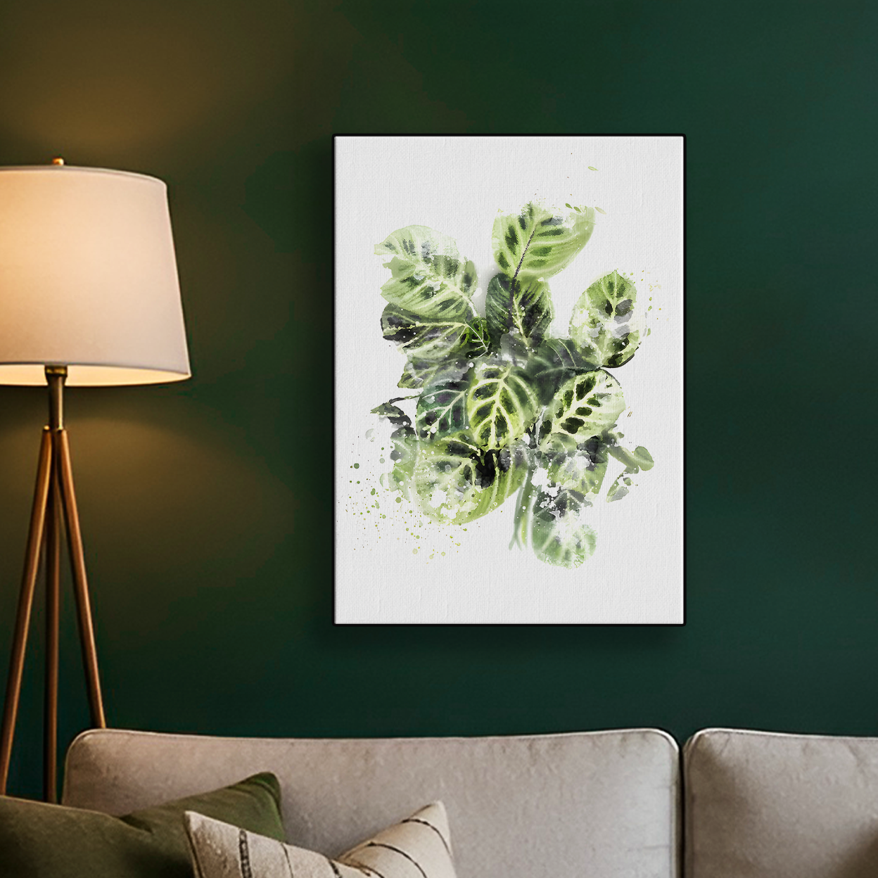 Watercolor Botanical Leaves Dense Green Poster