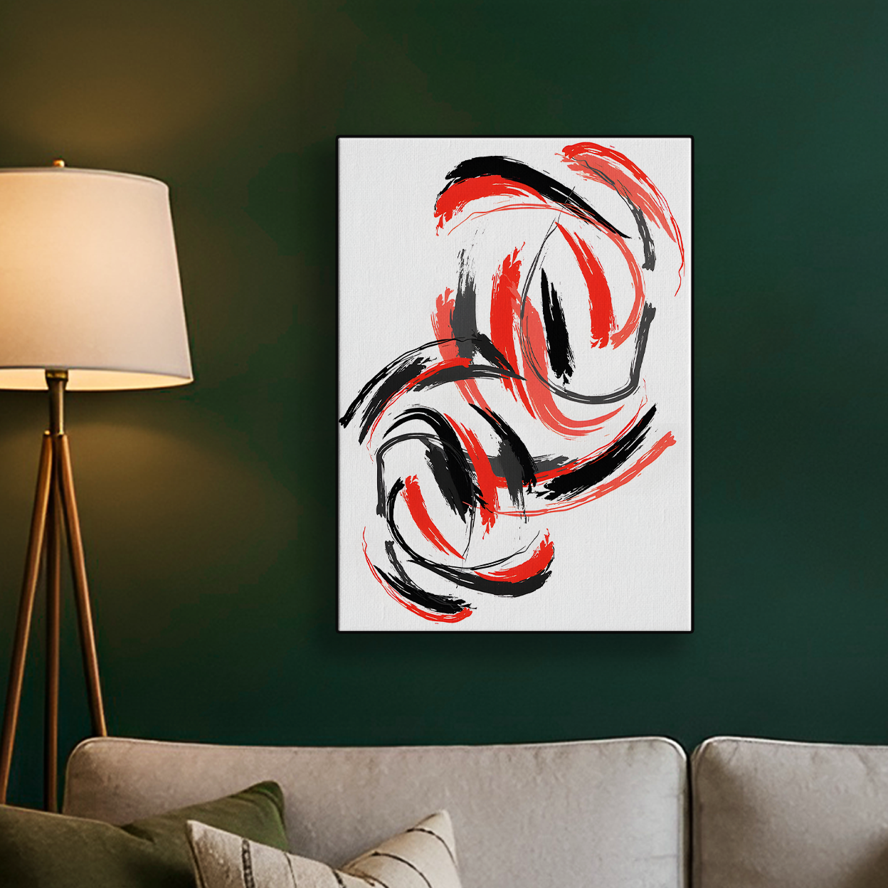 Red and Black Brush Stroke Poster