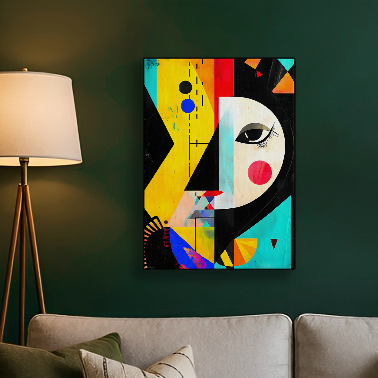 Cubist Face Colorful Geometric Poster