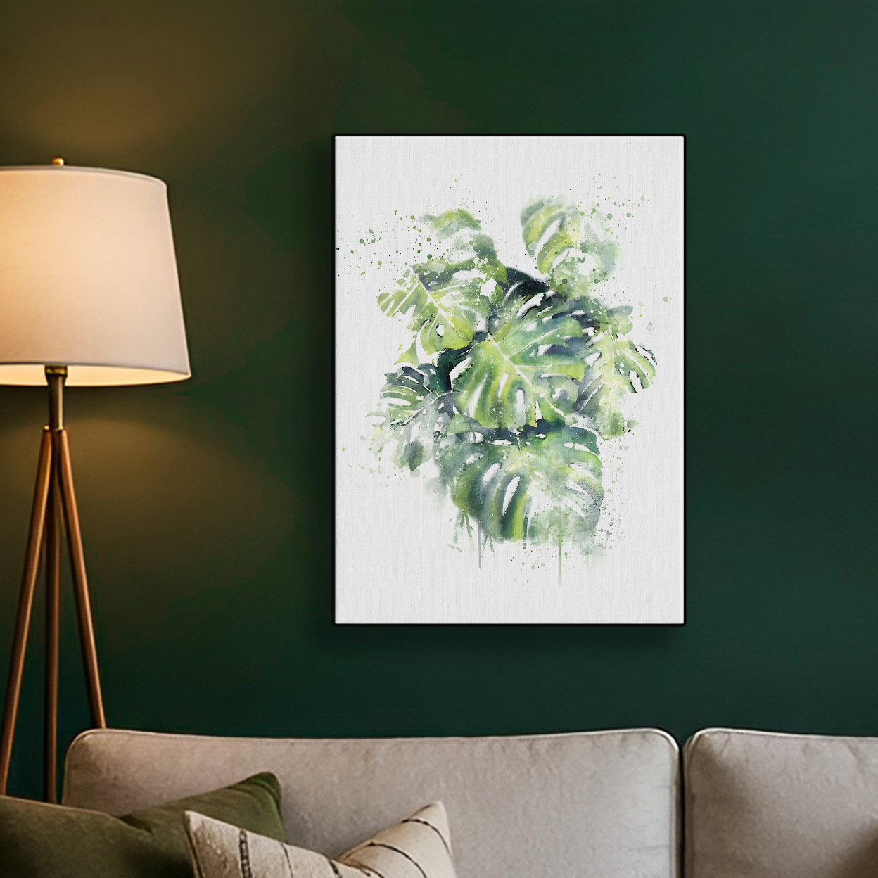Watercolor Botanical Leaves Pattern Poster