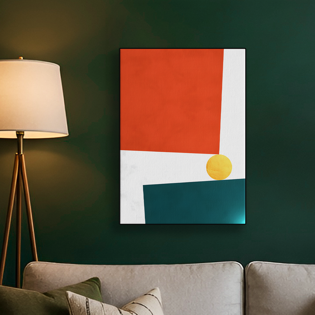 Geometric Abstract Orange Red Square Poster