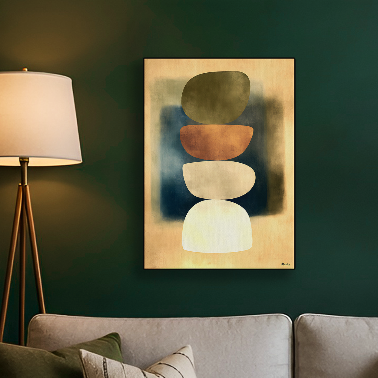 Abstract Balance Stones Green Poster